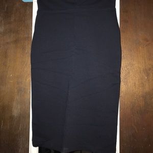 Navy Knee Length Pencil Skirt